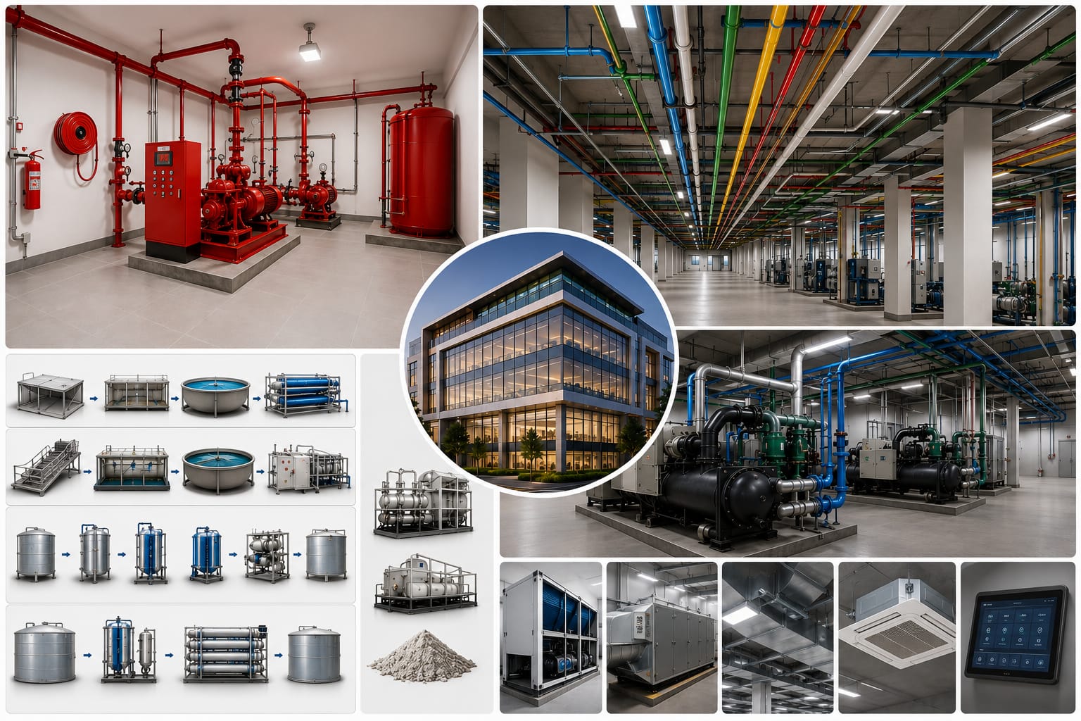 DP MEPF Capabilities — Fire Fighting, Utility Piping, ETP/STP/WTP/RO, HVAC and Chillers